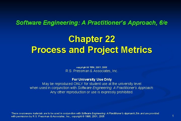 Software Engineering A Practitioners Approach 6e Chapter 22