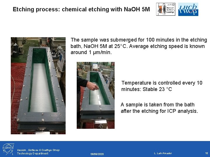 Etching process: chemical etching with Na. OH 5 M The sample was submerged for