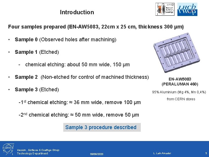 Introduction Four samples prepared (EN-AW 5083, 22 cm x 25 cm, thickness 300 μm)