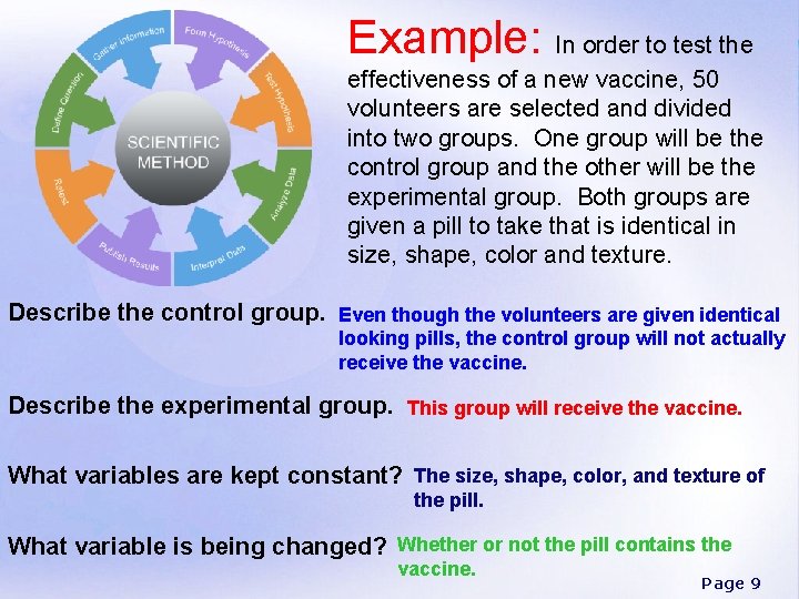 Example: In order to test the effectiveness of a new vaccine, 50 volunteers are