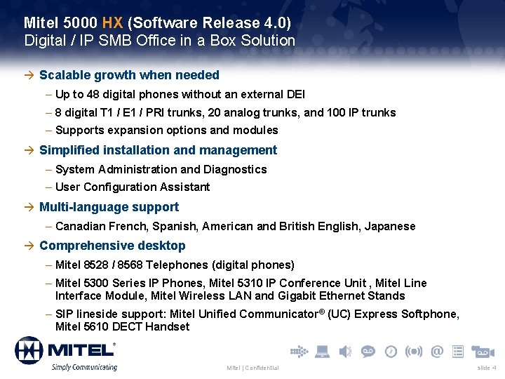 Mitel 5000 HX (Software Release 4. 0) Digital / IP SMB Office in a