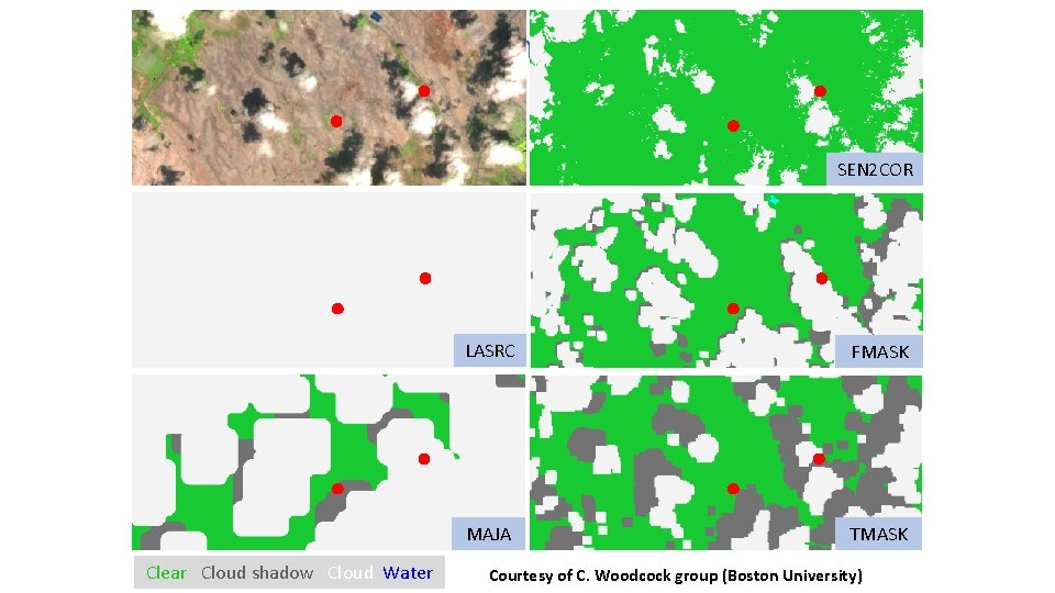 Cloud Mask Evaluation SEN 2 COR Clear Cloud shadow Cloud Water LASRC FMASK MAJA