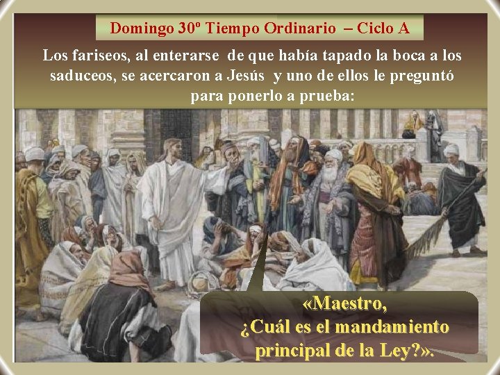 Domingo 30º Tiempo Ordinario – Ciclo A Los fariseos, al enterarse de que había