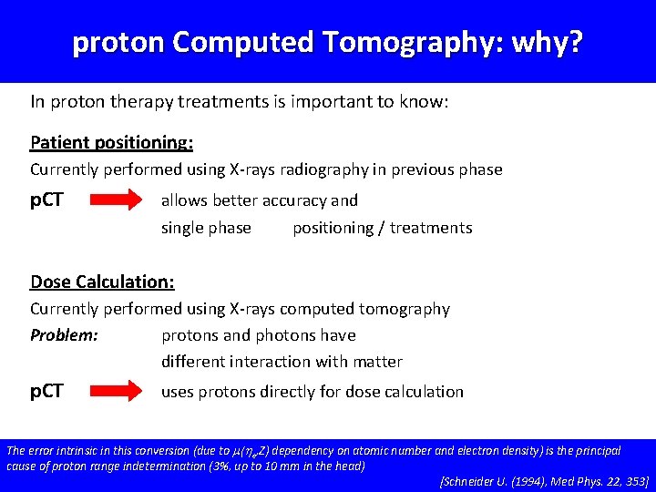 proton Computed Tomography: why? In proton therapy treatments is important to know: Patient positioning: