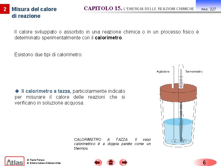 CAPITOLO 15. L’ENERGIA DELLE REAZIONI CHIMICHE 2 Misura del calore di reazione PAG. Il