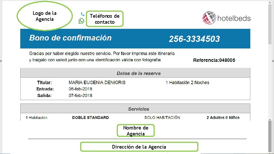 Logo de la Agencia Tus Teléfonos de contacto datos también salen en el bono