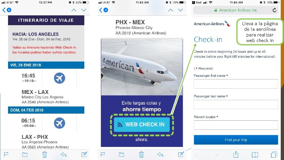 Lleva a la página de la aerolínea para realizar web check in 