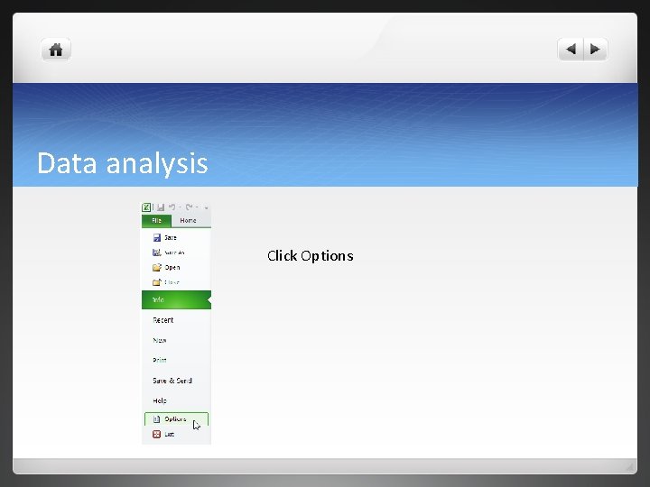Data analysis Click Options Data analysis Click Options