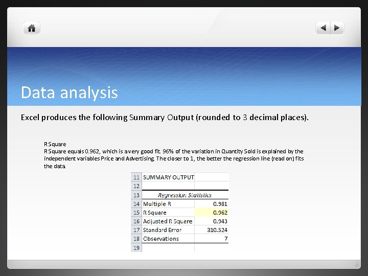 Data analysis Excel produces the following Summary Output (rounded to 3 decimal places). R Data analysis Excel produces the following Summary Output (rounded to 3 decimal places). R