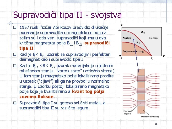 Supravodiči tipa II - svojstva q 1957 ruski fizičar Abrikosov predvidio drukačije ponašanje supravodiča