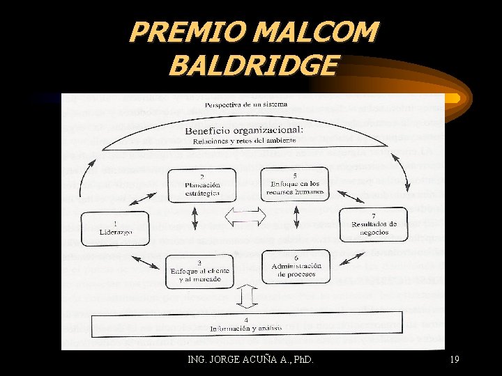 PREMIO MALCOM BALDRIDGE ING. JORGE ACUÑA A. , Ph. D. 19 