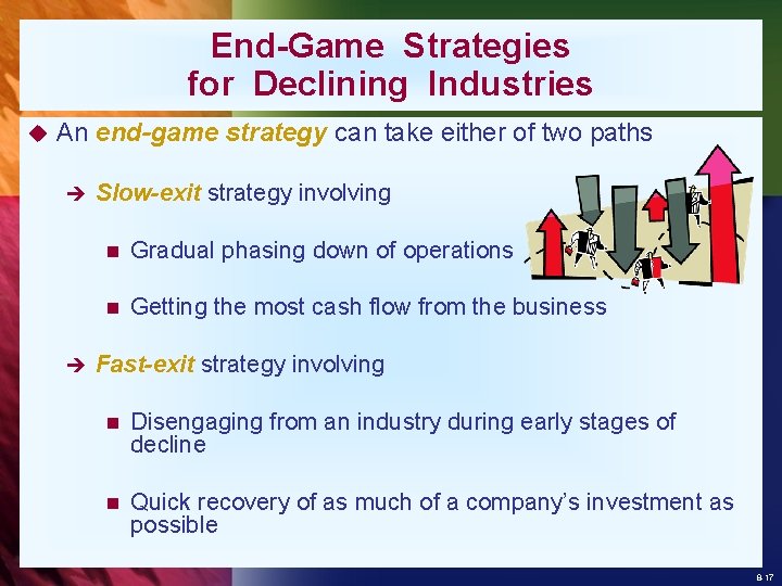 End-Game Strategies for Declining Industries u An end-game strategy can take either of two