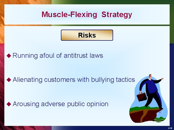 Muscle-Flexing Strategy Risks u Running afoul of antitrust laws u Alienating u Arousing customers