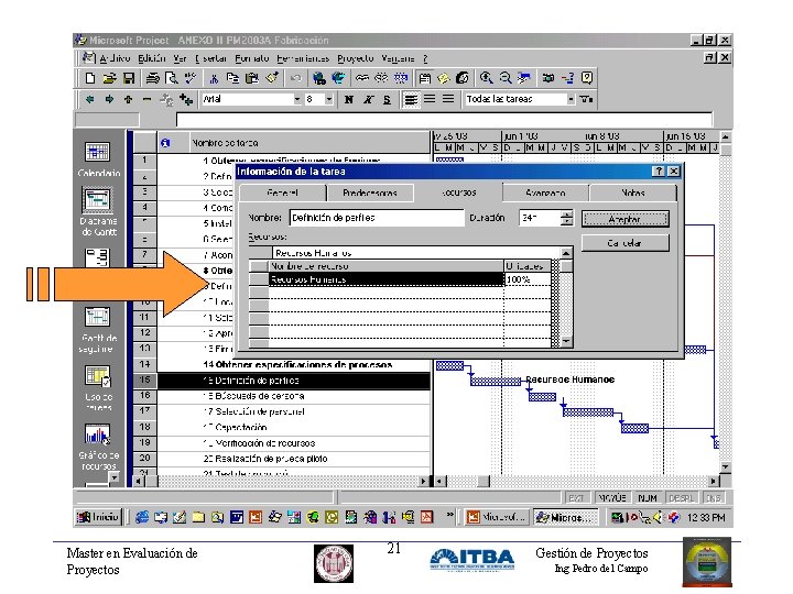 Master en Evaluación de Proyectos 21 Gestión de Proyectos Ing Pedro del Campo 