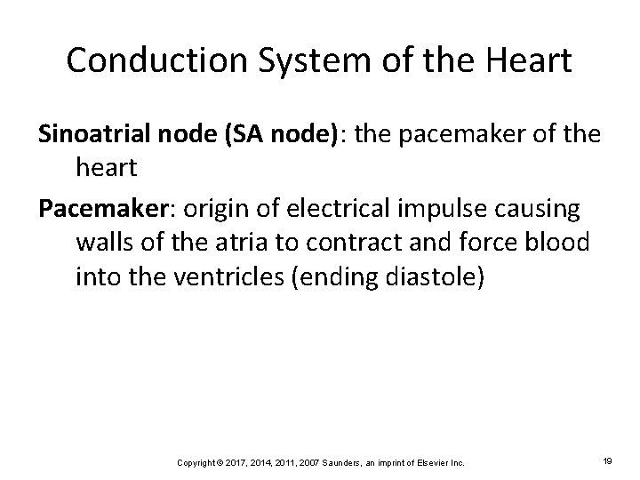 Conduction System of the Heart Sinoatrial node (SA node): the pacemaker of the heart