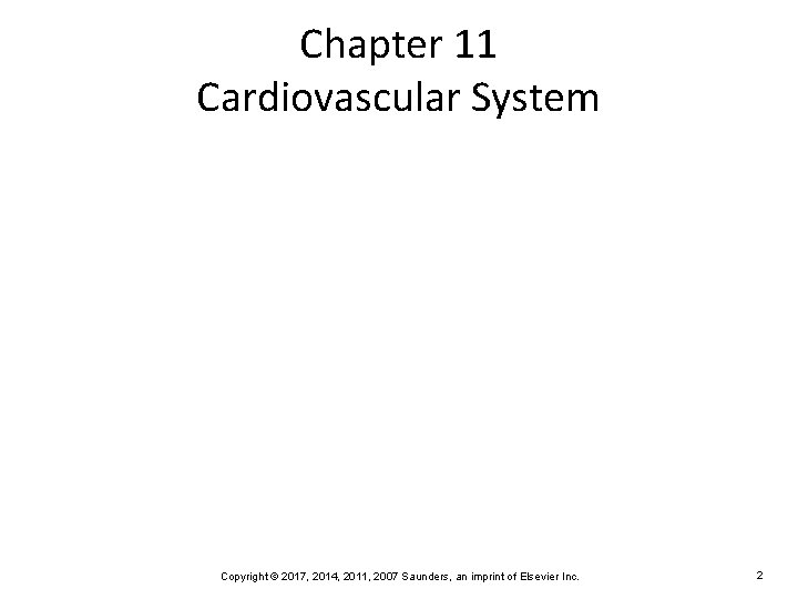 Chapter 11 Cardiovascular System Copyright © 2017, 2014, 2011, 2007 Saunders, an imprint of