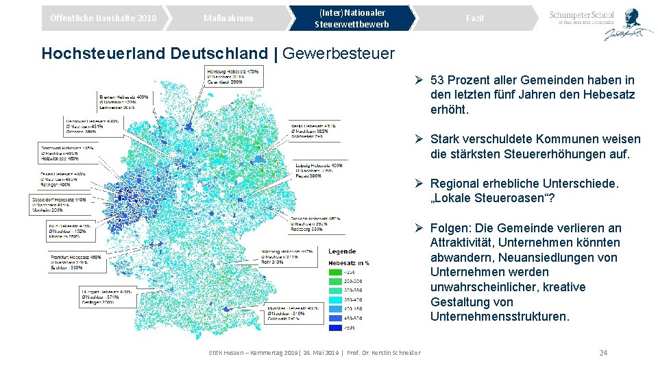 Öffentliche Haushalte 2018 Maßnahmen (Inter)Nationaler Steuerwettbewerb Fazit Hochsteuerland Deutschland | Gewerbesteuer Ø 53 Prozent