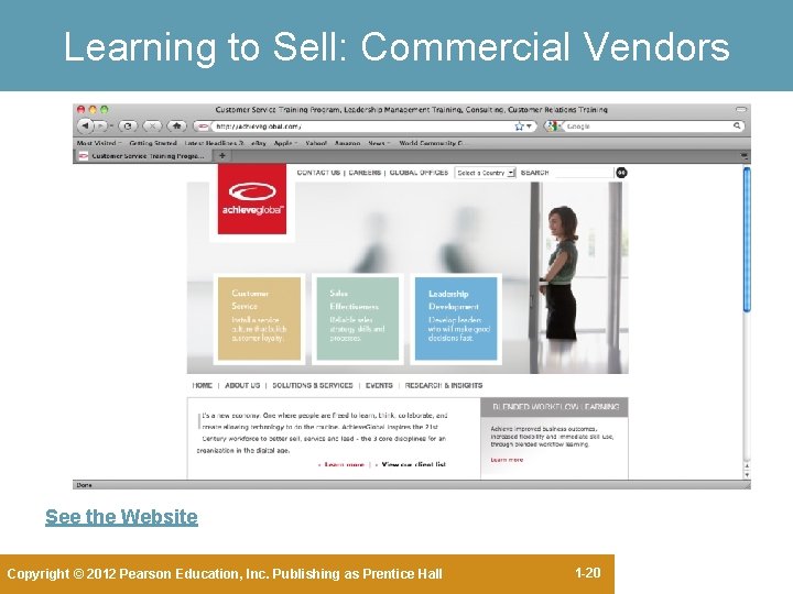 Learning to Sell: Commercial Vendors See the Website Copyright © 2012 Pearson Education, Inc. Learning to Sell: Commercial Vendors See the Website Copyright © 2012 Pearson Education, Inc.