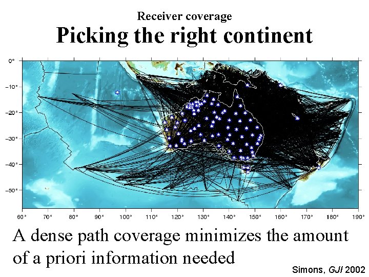Receiver coverage Picking the right continent A dense path coverage minimizes the amount of Receiver coverage Picking the right continent A dense path coverage minimizes the amount of