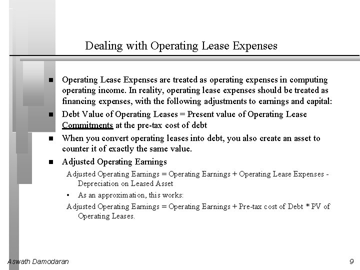 Dealing with Operating Lease Expenses are treated as operating expenses in computing operating income.