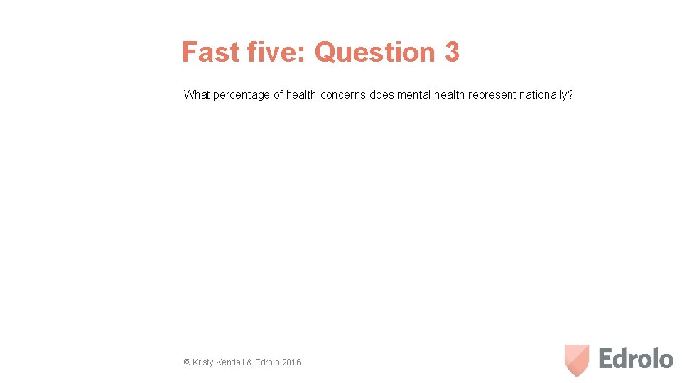 Fast five: Question 3 What percentage of health concerns does mental health represent nationally?