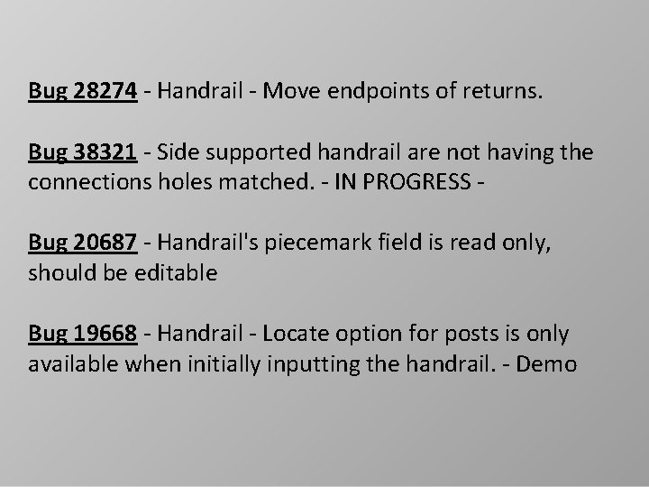 Bug 28274 - Handrail - Move endpoints of returns. Bug 38321 - Side supported