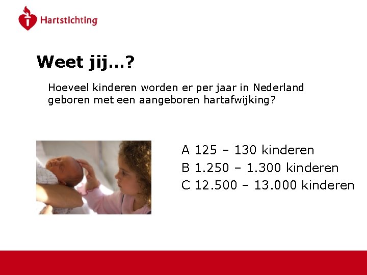 Weet jij…? Hoeveel kinderen worden er per jaar in Nederland geboren met een aangeboren