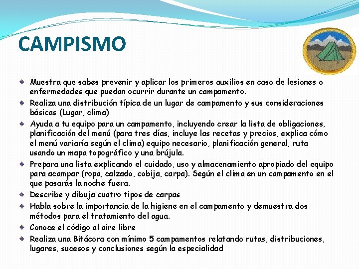 CAMPISMO Muestra que sabes prevenir y aplicar los primeros auxilios en caso de lesiones