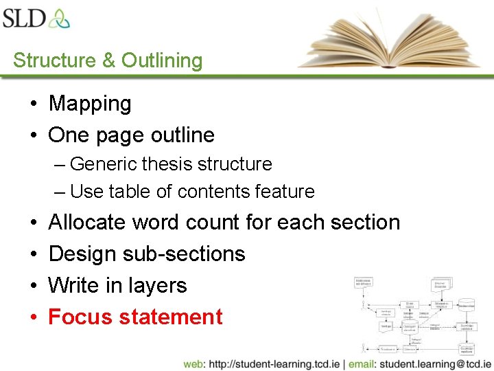 Structure & Outlining • Mapping • One page outline – Generic thesis structure –