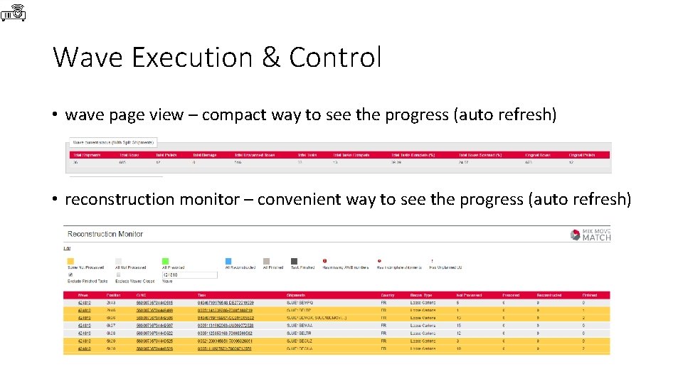 Wave Execution & Control • wave page view – compact way to see the