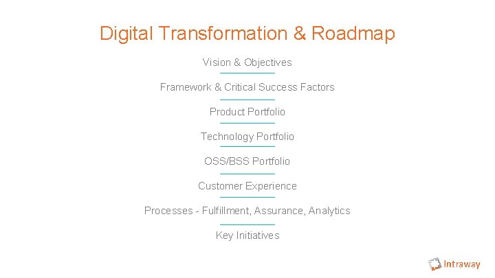 Digital Transformation & Roadmap Vision & Objectives Framework & Critical Success Factors Product Portfolio Digital Transformation & Roadmap Vision & Objectives Framework & Critical Success Factors Product Portfolio