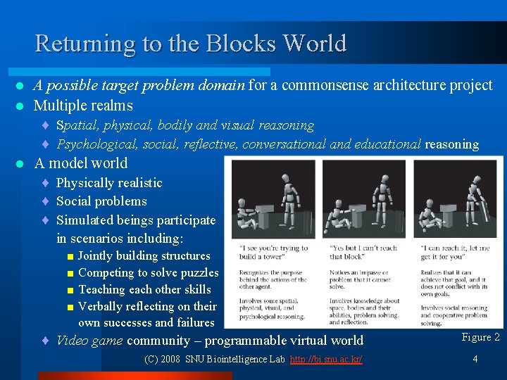Returning to the Blocks World A possible target problem domain for a commonsense architecture Returning to the Blocks World A possible target problem domain for a commonsense architecture