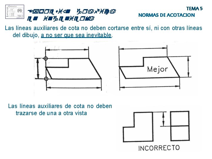 Expresió n grafica en ingeniería TEMA 5 NORMAS DE ACOTACION Las líneas auxiliares de Expresió n grafica en ingeniería TEMA 5 NORMAS DE ACOTACION Las líneas auxiliares de
