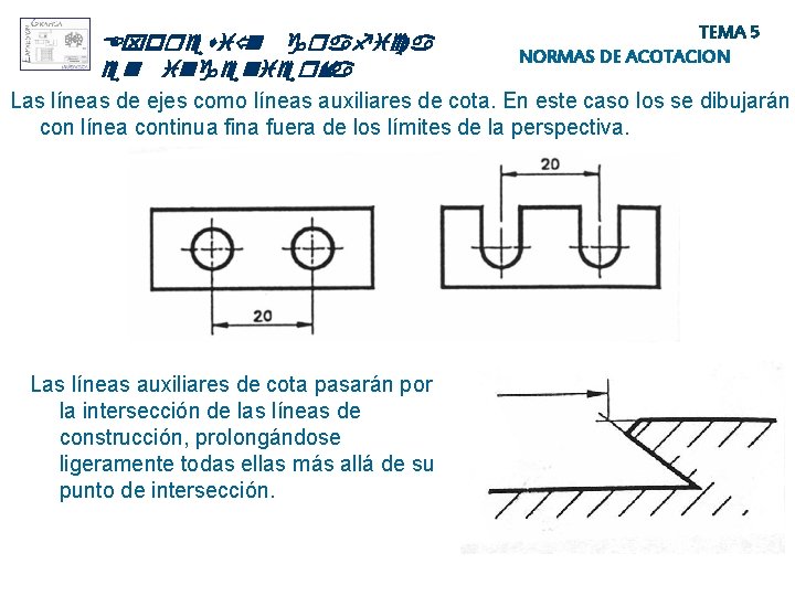 Expresió n grafica en ingeniería TEMA 5 NORMAS DE ACOTACION Las líneas de ejes Expresió n grafica en ingeniería TEMA 5 NORMAS DE ACOTACION Las líneas de ejes