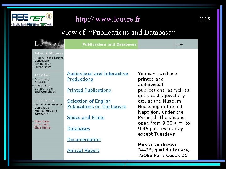 http: // www. louvre. fr View of “Publications and Database” ICCS 