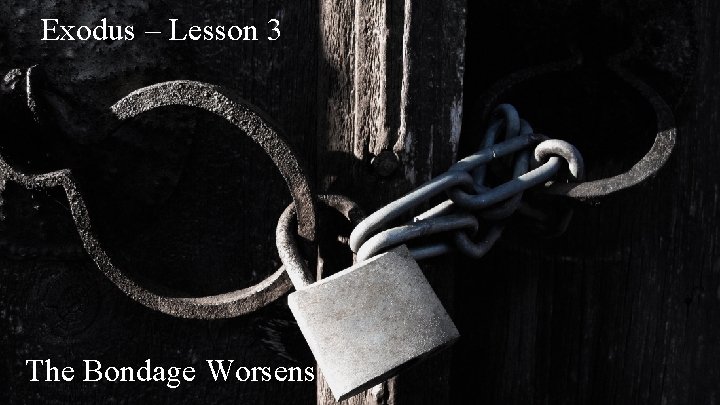 Exodus – Lesson 3 The Bondage Worsens 