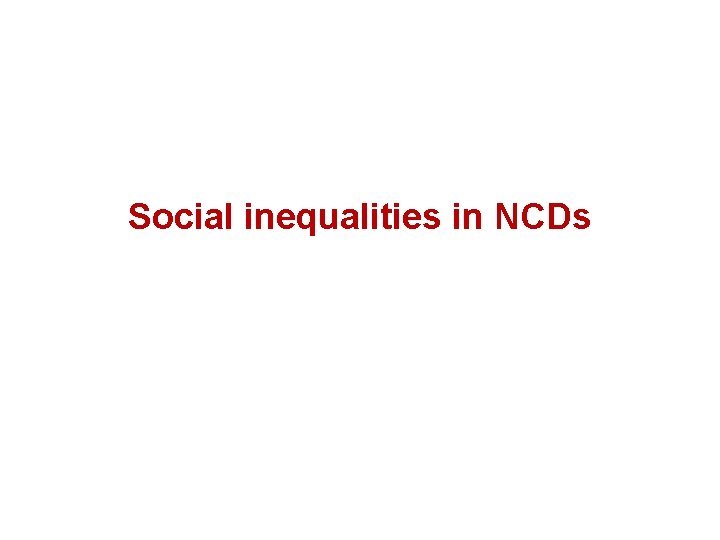 Social inequalities in NCDs 