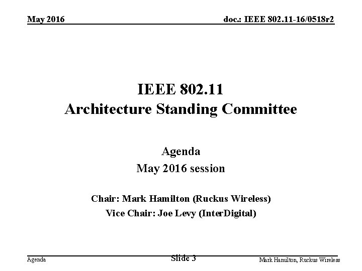 May 2016 doc. : IEEE 802. 11 -16/0518 r 2 IEEE 802. 11 Architecture