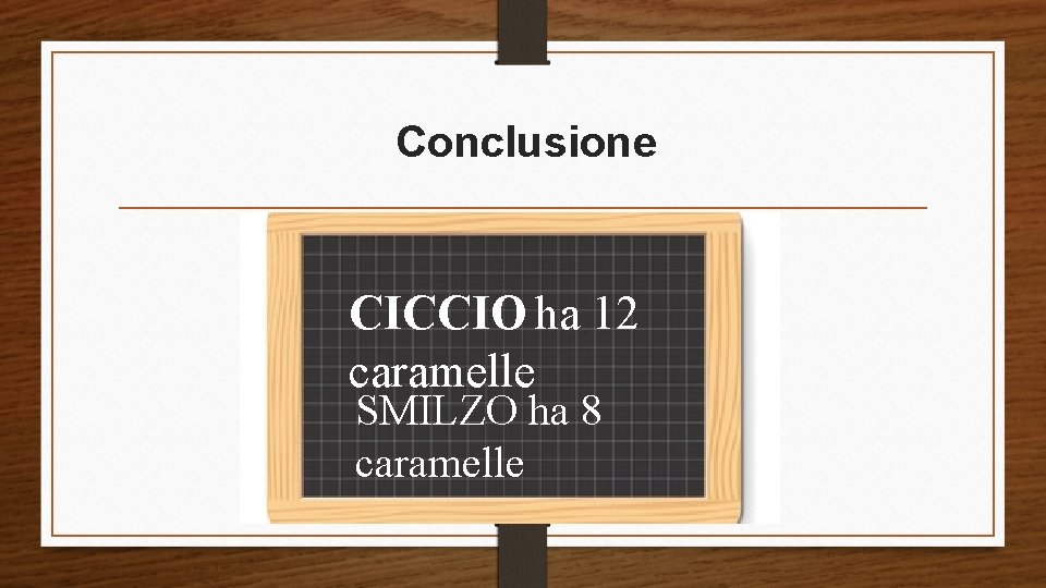 Conclusione CICCIO ha 12 caramelle SMILZO ha 8 caramelle 