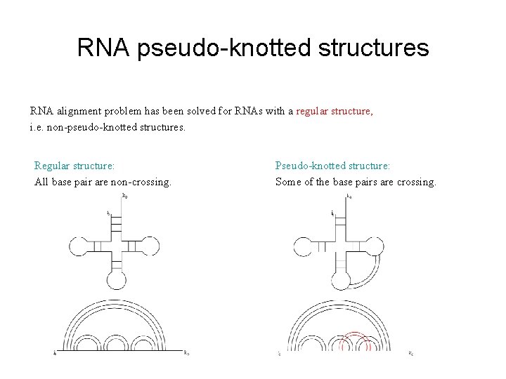 RNA pseudo-knotted structures RNA alignment problem has been solved for RNAs with a regular