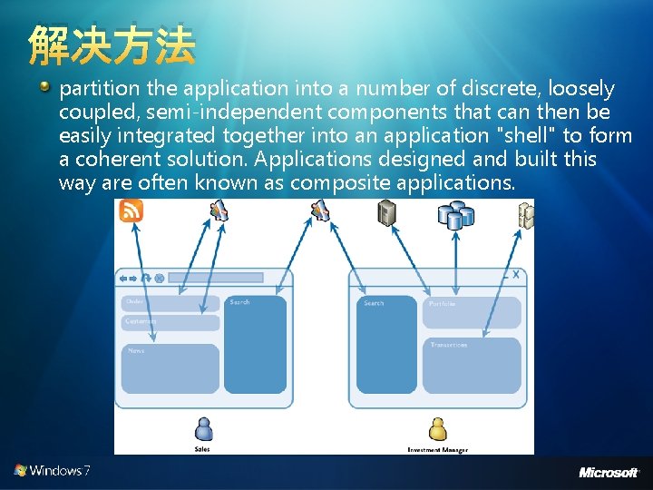 解决方法 partition the application into a number of discrete, loosely coupled, semi-independent components that