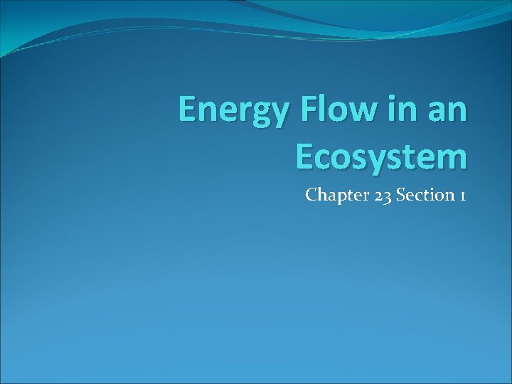 Energy Flow in an Ecosystem Chapter 23 Section 1 