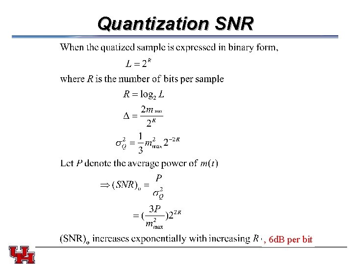 Quantization SNR , 6 d. B per bit 