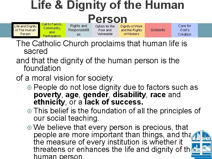 Life & Dignity of the Human Person Life and Dignity of The Human Person