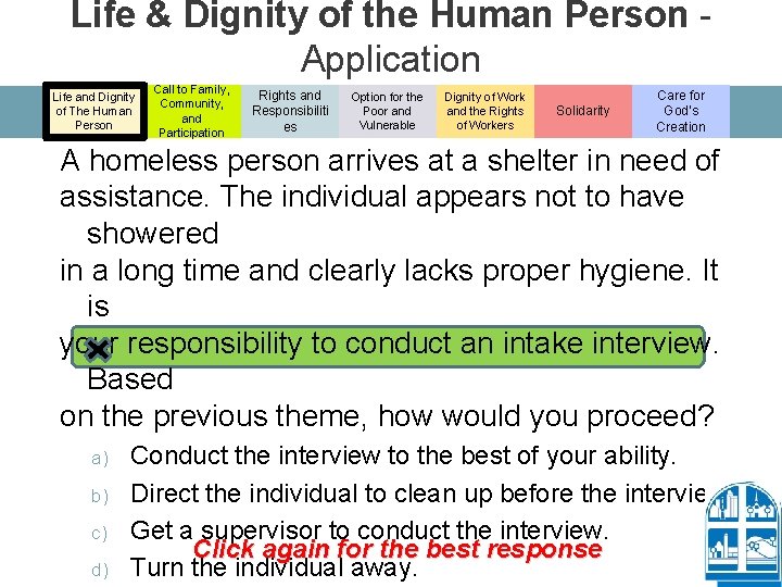 Life & Dignity of the Human Person - Application Life and Dignity of The