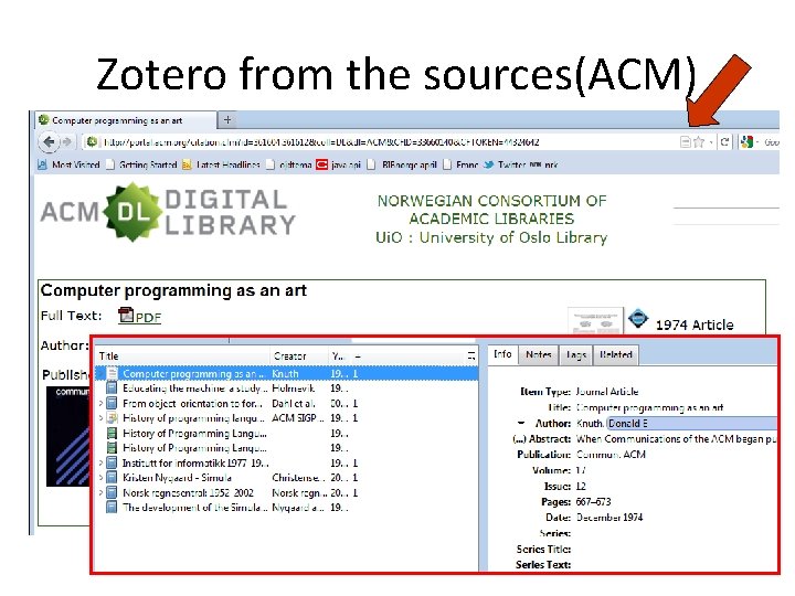 Zotero from the sources(ACM) 