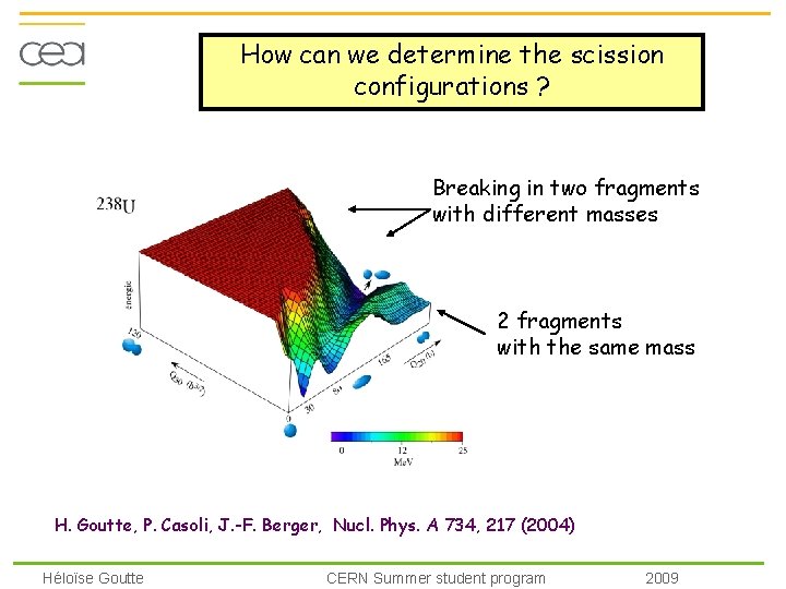 How can we determine the scission configurations ? Breaking in two fragments with different