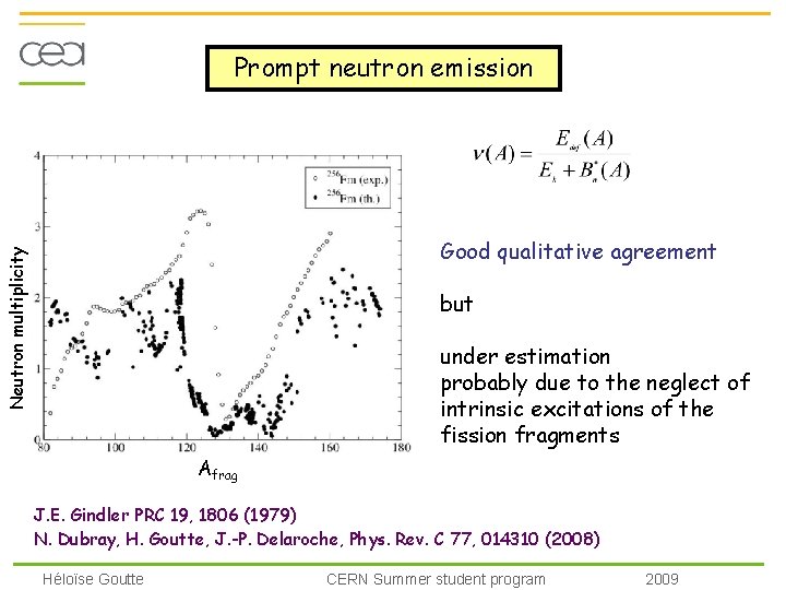 Prompt neutron emission Neutron multiplicity Good qualitative agreement but under estimation probably due to