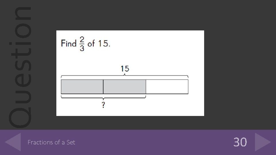 Question Fractions of a Set 30 