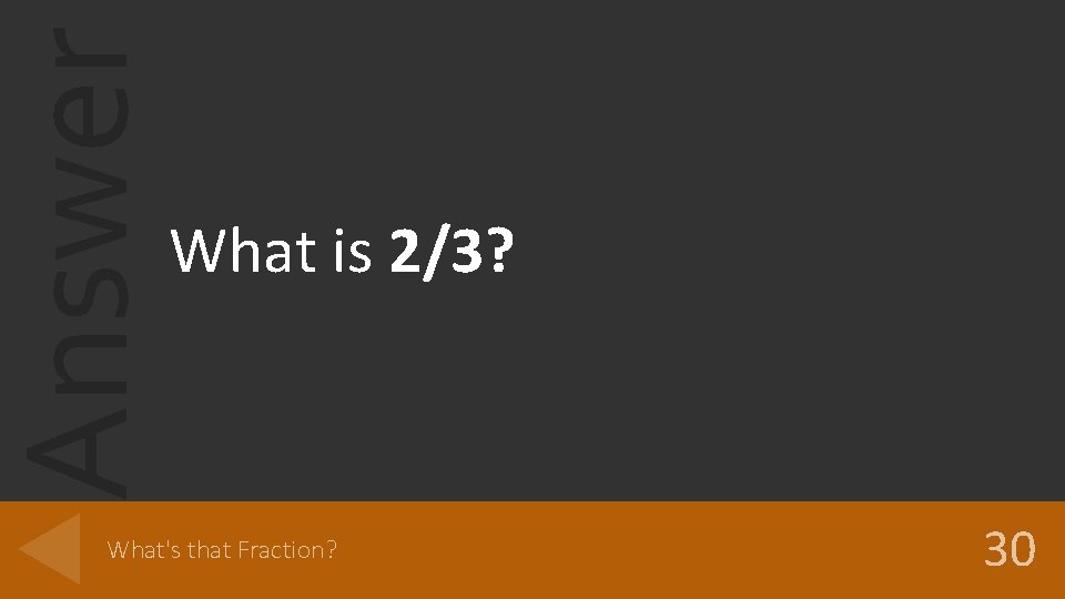 Answer What is 2/3? What's that Fraction? 30 
